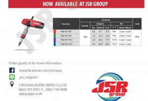 Sloky torque screwdriver promoted by JSR Group in Thailand - . Sloky torque screwdriver promoted by JSR Group in Thailand; originally designed for CNC cutting tools of precision machining and milling.